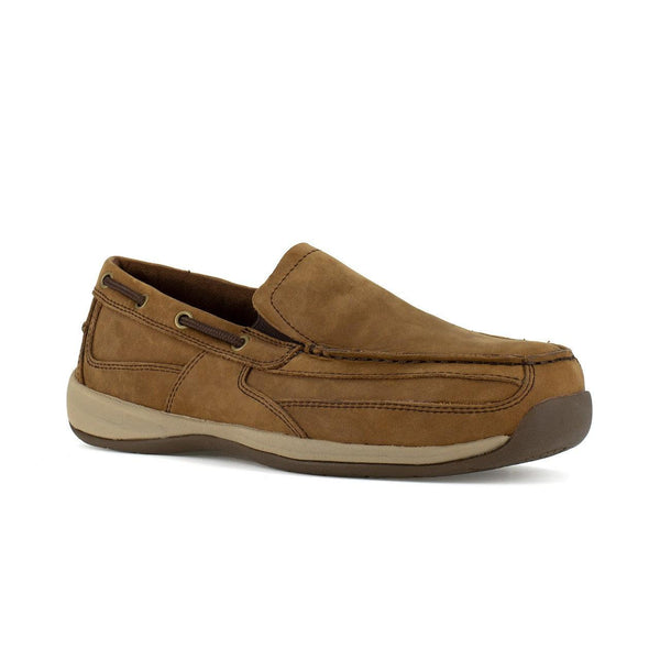 Rockport Men’s Brown Slip-On Steel Toe Boat Shoe RK6737 - BootSolution