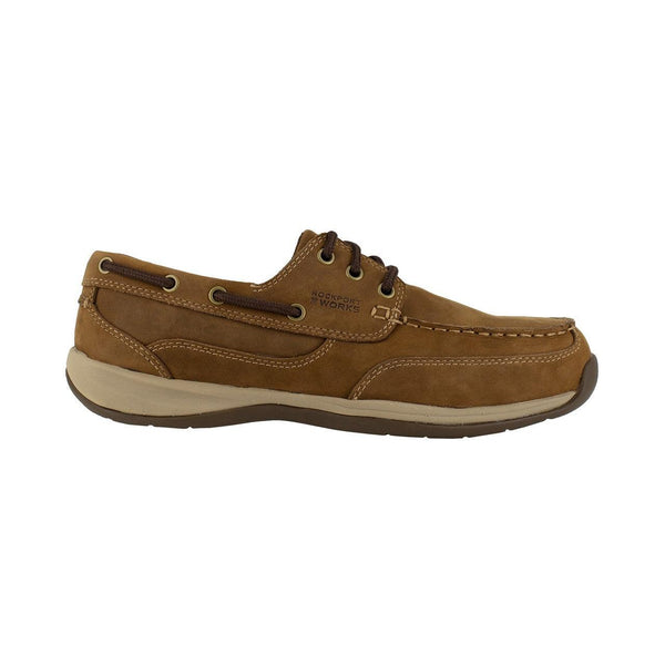 Rockport Men’s Brown Steel Toe Boat Shoe RK6736 - BootSolution